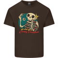 We Wish You a Creepy Christmas Skull Mens Cotton T-Shirt Tee Top Dark Chocolate