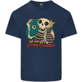 We Wish You a Creepy Christmas Skull Mens Cotton T-Shirt Tee Top Navy Blue