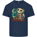 We Wish You a Creepy Christmas Skull Mens Cotton T-Shirt Tee Top Navy Blue