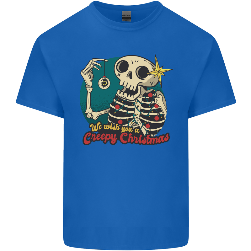 We Wish You a Creepy Christmas Skull Mens Cotton T-Shirt Tee Top Royal Blue
