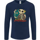 We Wish You a Creepy Christmas Skull Mens Long Sleeve T-Shirt Navy Blue