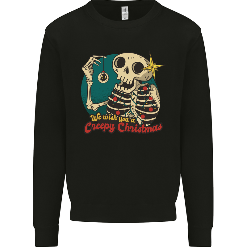 We Wish You a Creepy Christmas Skull Mens Sweatshirt Jumper Black