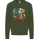 We Wish You a Creepy Christmas Skull Mens Sweatshirt Jumper Forest Green