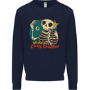 We Wish You a Creepy Christmas Skull Mens Sweatshirt Jumper Navy Blue