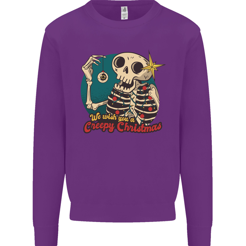 We Wish You a Creepy Christmas Skull Mens Sweatshirt Jumper Purple