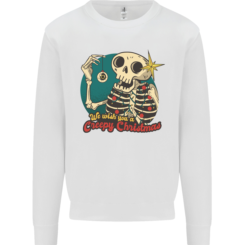 We Wish You a Creepy Christmas Skull Mens Sweatshirt Jumper White