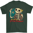 We Wish You a Creepy Christmas Skull Mens T-Shirt Cotton Gildan Forest Green