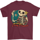 We Wish You a Creepy Christmas Skull Mens T-Shirt Cotton Gildan Maroon