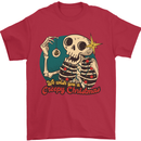 We Wish You a Creepy Christmas Skull Mens T-Shirt Cotton Gildan Red