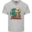 We Wish You a Creepy Christmas Skull Mens V-Neck Cotton T-Shirt Sports Grey