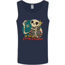 We Wish You a Creepy Christmas Skull Mens Vest Tank Top Navy Blue