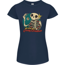 We Wish You a Creepy Christmas Skull Womens Petite Cut T-Shirt Navy Blue