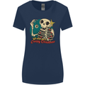 We Wish You a Creepy Christmas Skull Womens Wider Cut T-Shirt Navy Blue