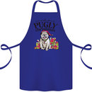 We Wish You a Pugly Christmas Funny Pug Cotton Apron 100% Organic Royal Blue