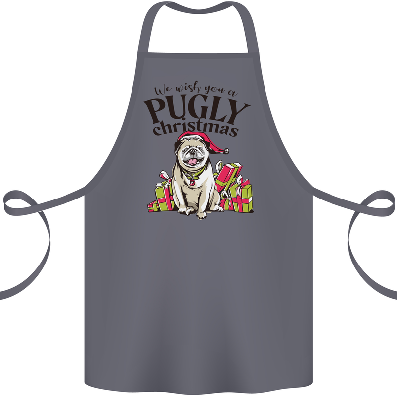 We Wish You a Pugly Christmas Funny Pug Cotton Apron 100% Organic Steel