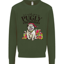 We Wish You a Pugly Christmas Funny Pug Kids Sweatshirt Jumper Forest Green