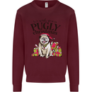 We Wish You a Pugly Christmas Funny Pug Kids Sweatshirt Jumper Maroon