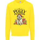 We Wish You a Pugly Christmas Funny Pug Kids Sweatshirt Jumper Yellow