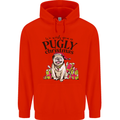 We Wish You a Pugly Christmas Funny Pug Mens 80% Cotton Hoodie Bright Red