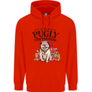 We Wish You a Pugly Christmas Funny Pug Mens 80% Cotton Hoodie Bright Red