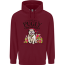 We Wish You a Pugly Christmas Funny Pug Mens 80% Cotton Hoodie Maroon