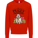 We Wish You a Pugly Christmas Funny Pug Mens Sweatshirt Jumper Bright Red