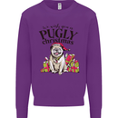 We Wish You a Pugly Christmas Funny Pug Mens Sweatshirt Jumper Purple