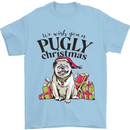 We Wish You a Pugly Christmas Funny Pug Mens T-Shirt Cotton Gildan Light Blue