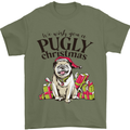 We Wish You a Pugly Christmas Funny Pug Mens T-Shirt Cotton Gildan Military Green