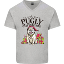 We Wish You a Pugly Christmas Funny Pug Mens V-Neck Cotton T-Shirt Sports Grey