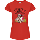 We Wish You a Pugly Christmas Funny Pug Womens Petite Cut T-Shirt Red
