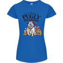 We Wish You a Pugly Christmas Funny Pug Womens Petite Cut T-Shirt Royal Blue