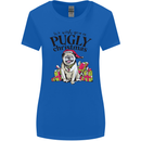 We Wish You a Pugly Christmas Funny Pug Womens Wider Cut T-Shirt Royal Blue