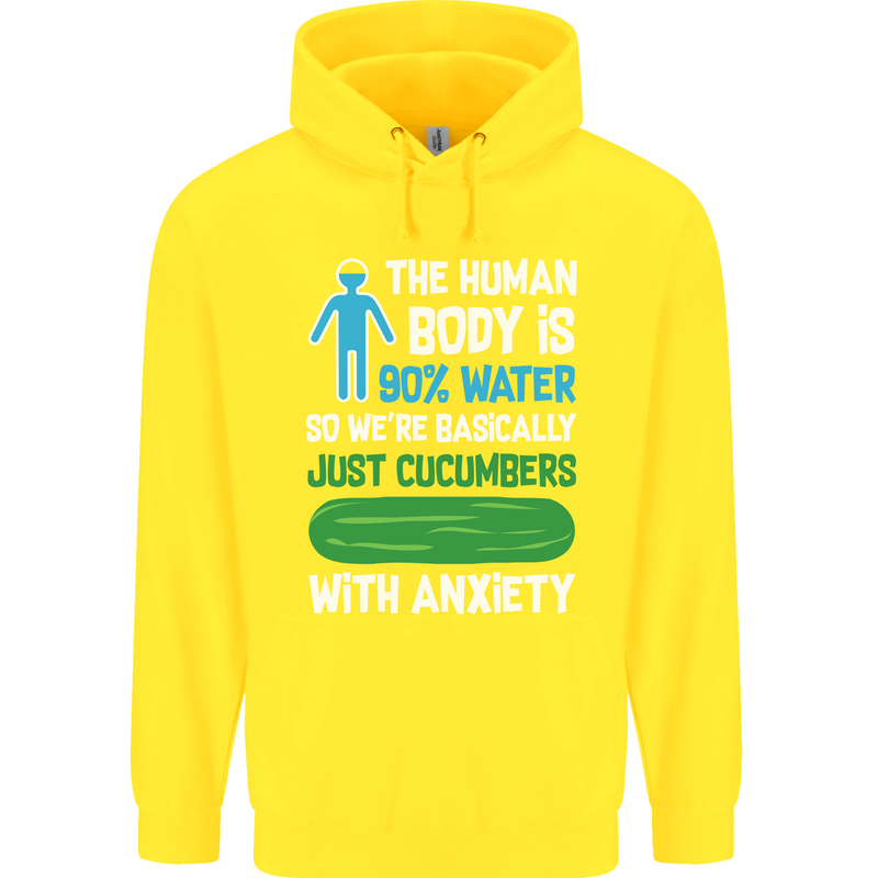 We're Basically Cucumbers With Anxiety Childrens Kids Hoodie Yellow