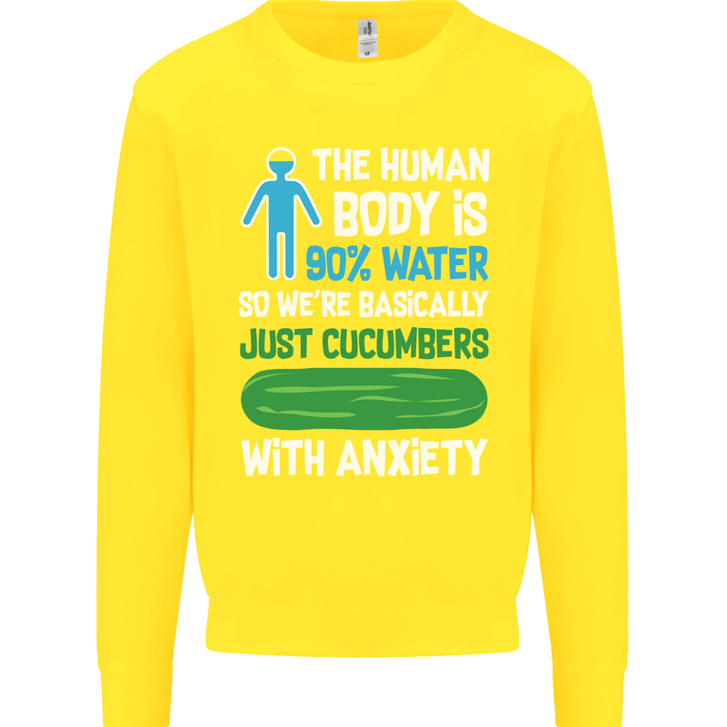 We're Basically Cucumbers With Anxiety Kids Sweatshirt Jumper Yellow