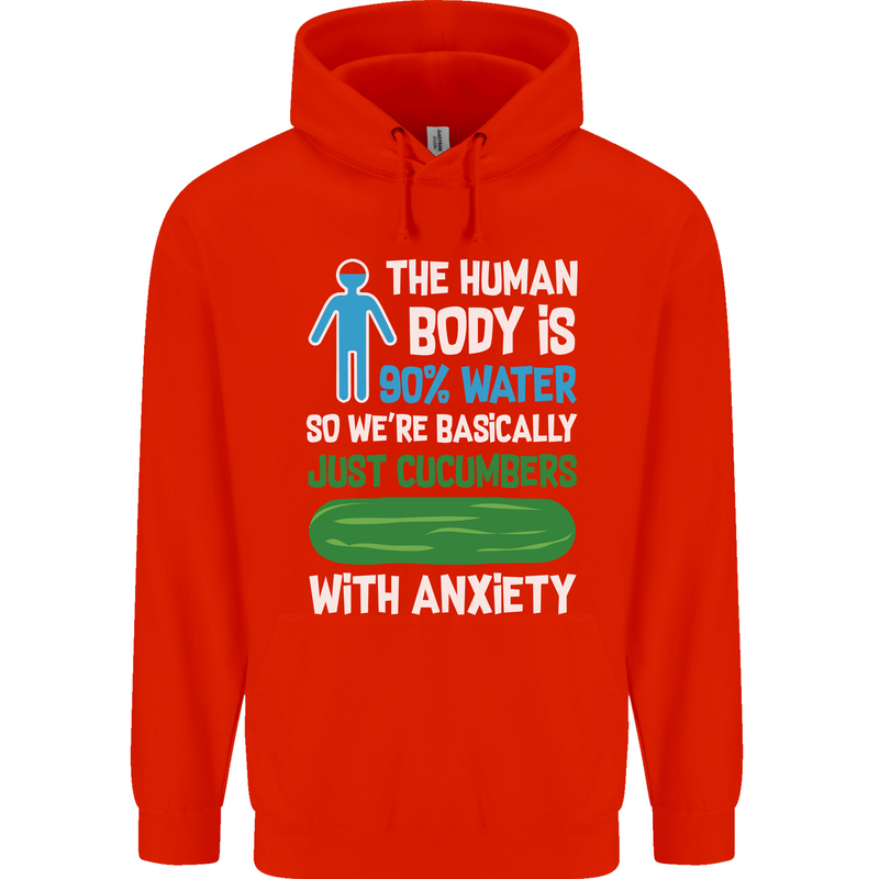 We're Basically Cucumbers With Anxiety Mens 80% Cotton Hoodie Bright Red
