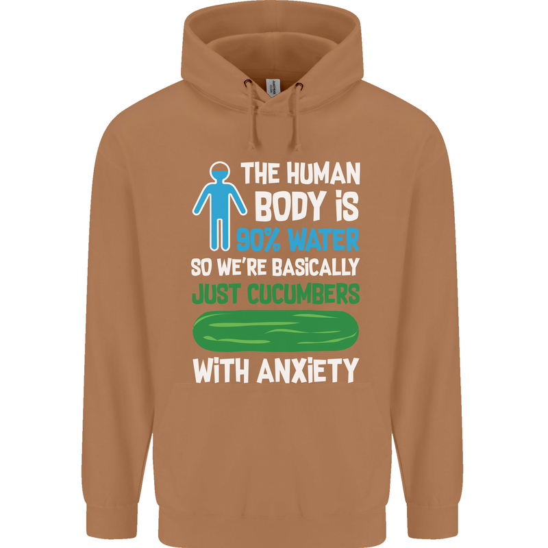 We're Basically Cucumbers With Anxiety Mens 80% Cotton Hoodie Caramel Latte