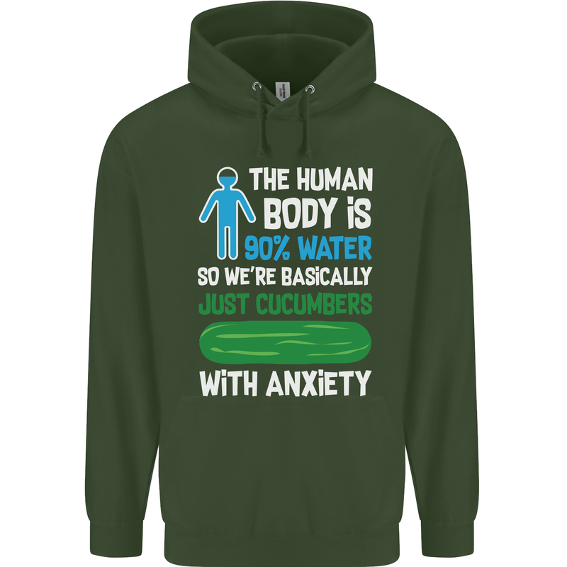 We're Basically Cucumbers With Anxiety Mens 80% Cotton Hoodie Forest Green