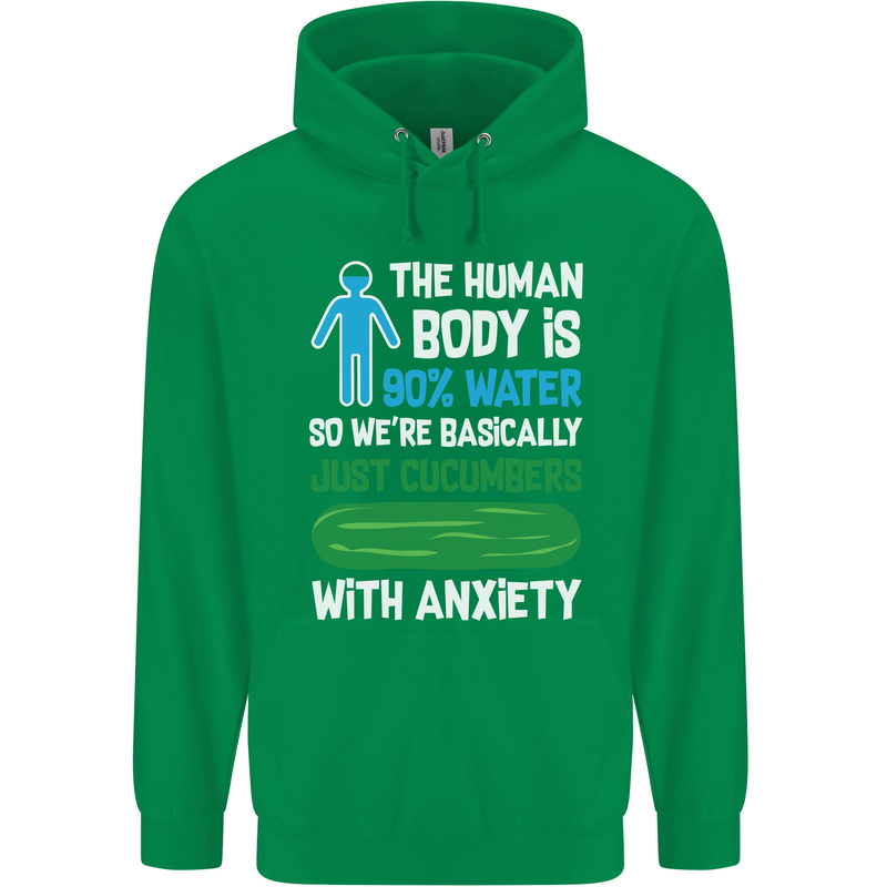We're Basically Cucumbers With Anxiety Mens 80% Cotton Hoodie Irish Green
