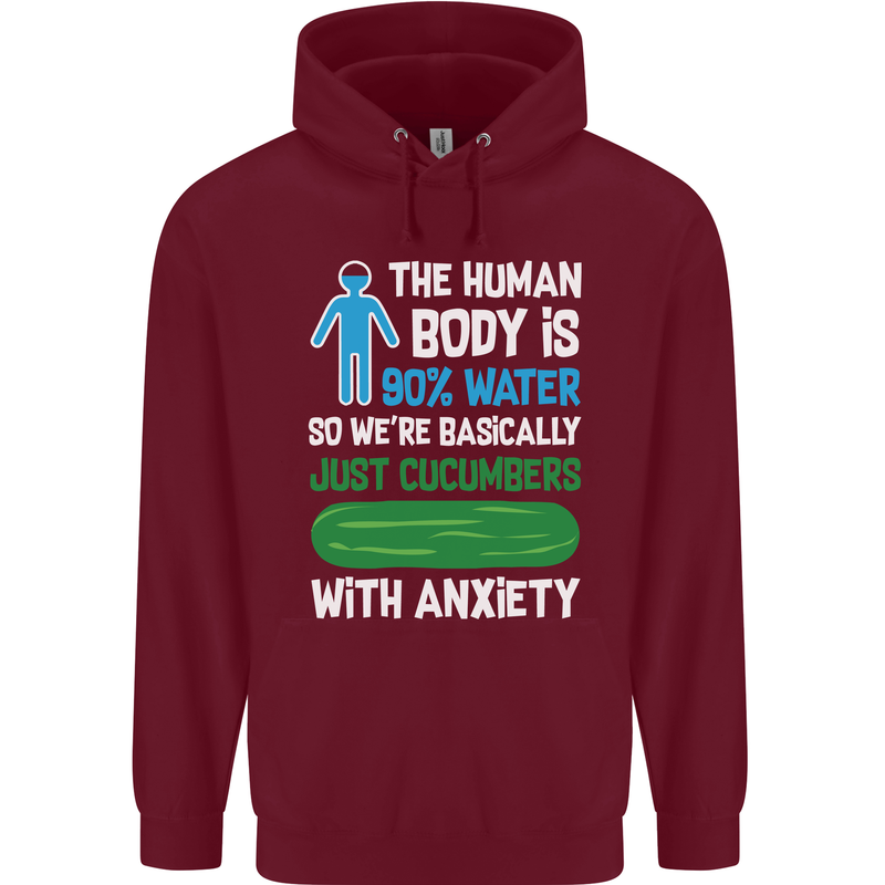 We're Basically Cucumbers With Anxiety Mens 80% Cotton Hoodie Maroon