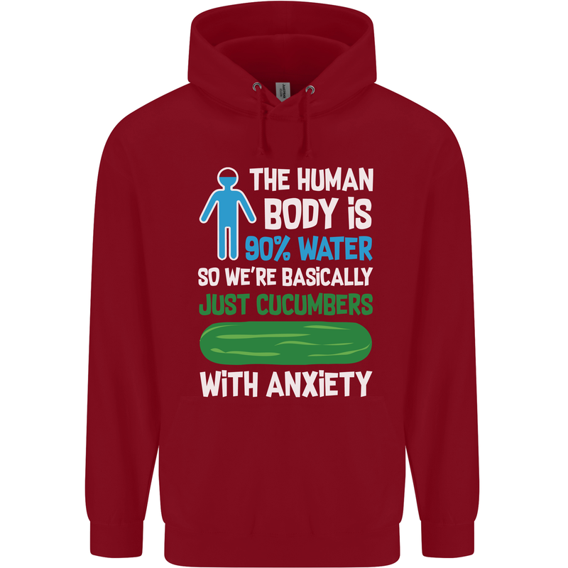 We're Basically Cucumbers With Anxiety Mens 80% Cotton Hoodie Red