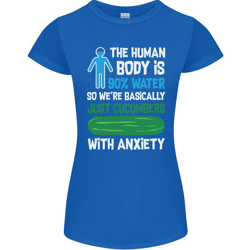 We're Basically Cucumbers With Anxiety Womens Petite Cut T-Shirt Royal Blue