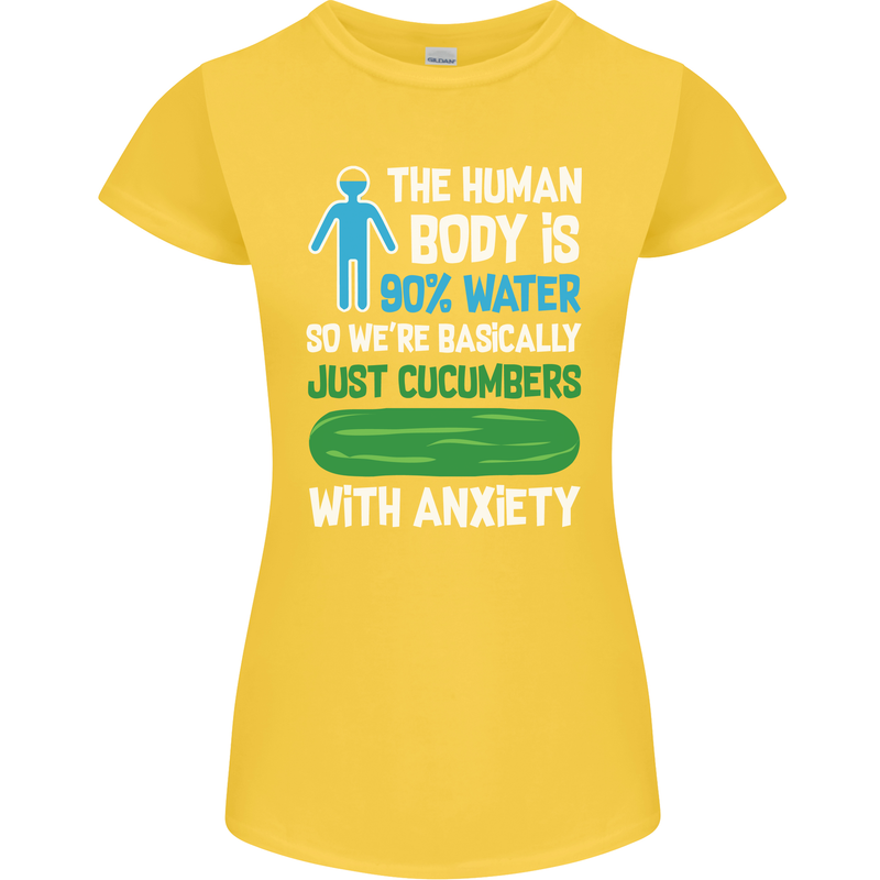 We're Basically Cucumbers With Anxiety Womens Petite Cut T-Shirt Yellow