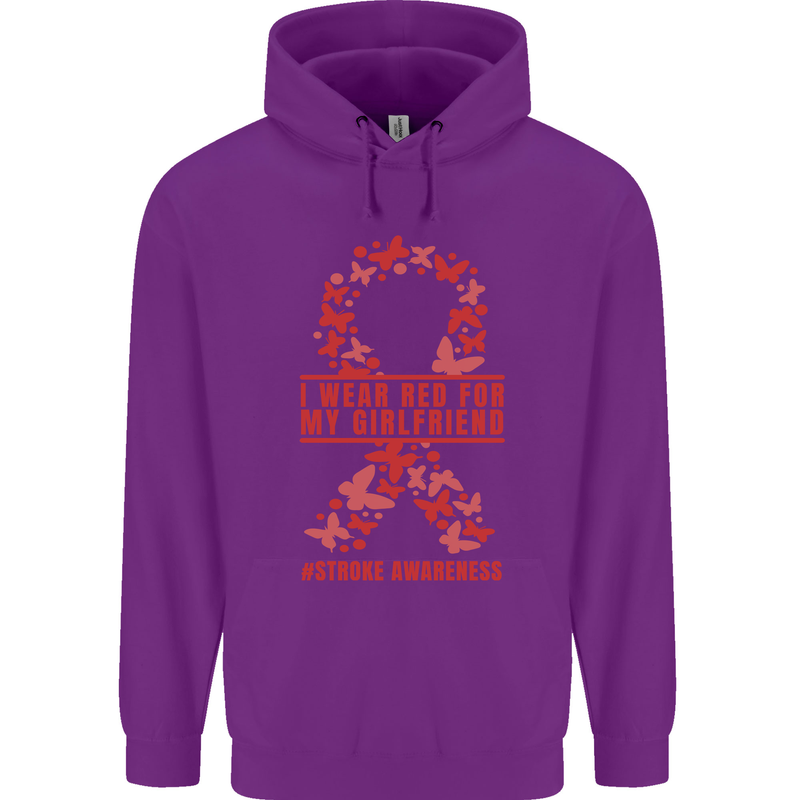 Wear Red For My Girlfriend Stroke Awareness Childrens Kids Hoodie Purple