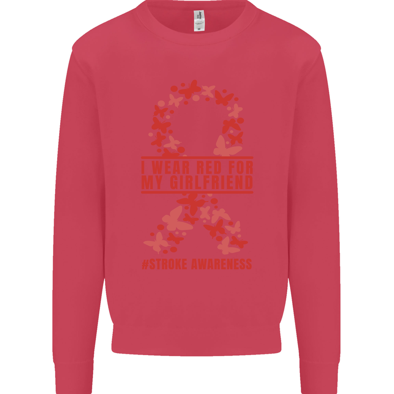 Wear Red For My Girlfriend Stroke Awareness Kids Sweatshirt Jumper Heliconia
