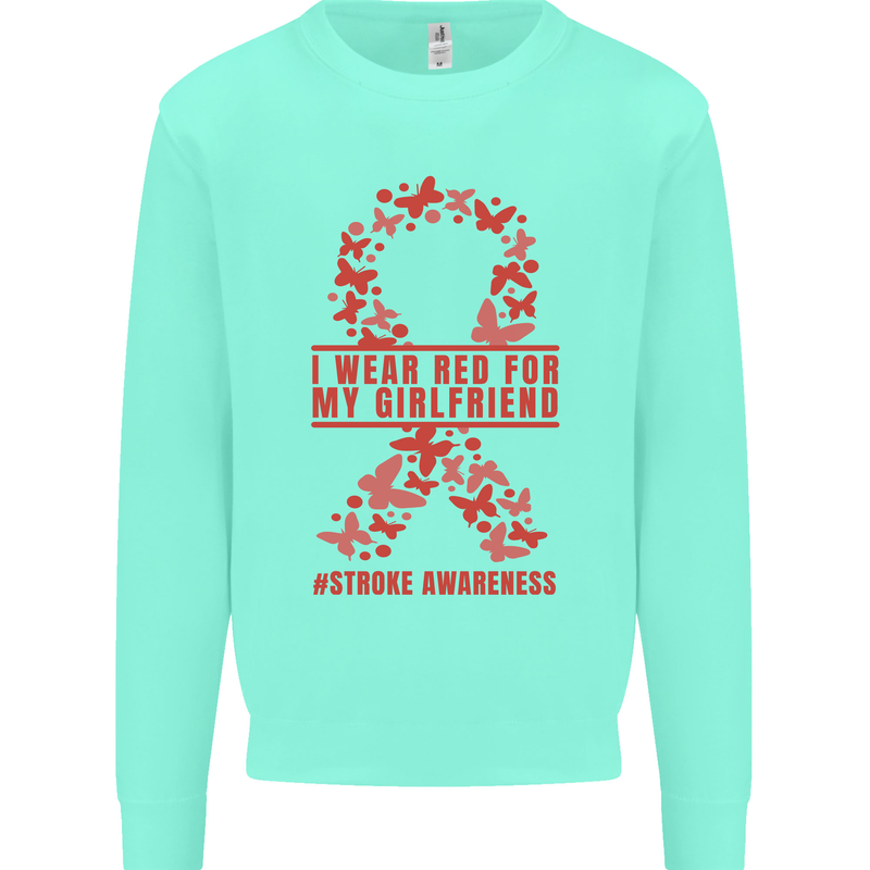 Wear Red For My Girlfriend Stroke Awareness Kids Sweatshirt Jumper Peppermint