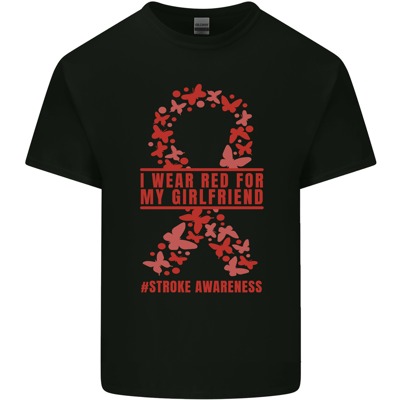 Wear Red For My Girlfriend Stroke Awareness Kids T-Shirt Childrens Black