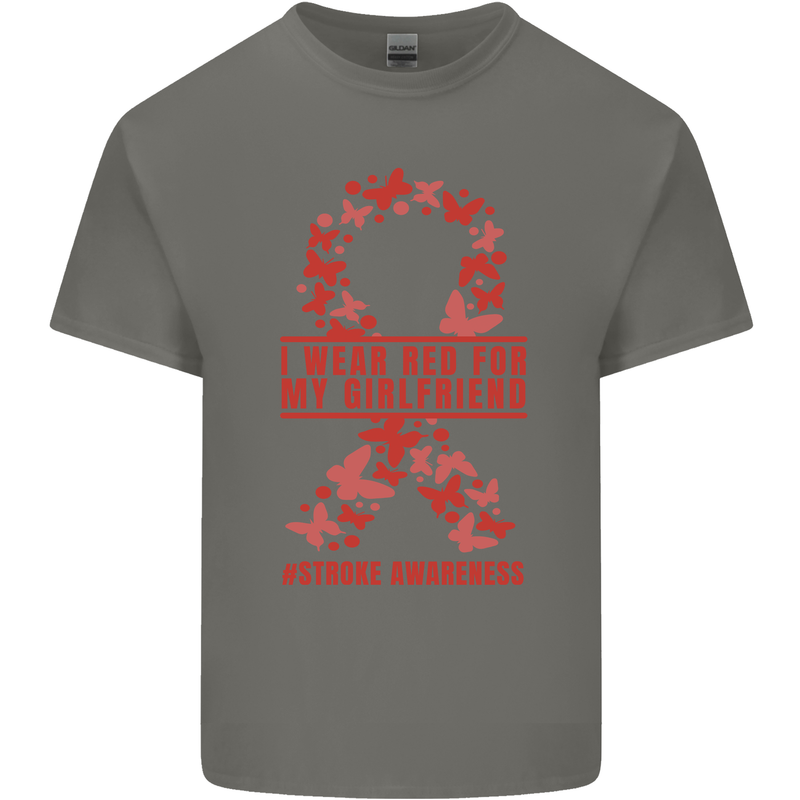 Wear Red For My Girlfriend Stroke Awareness Kids T-Shirt Childrens Charcoal