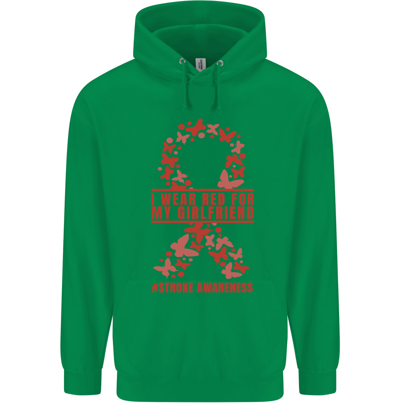 Wear Red For My Girlfriend Stroke Awareness Mens 80% Cotton Hoodie Irish Green