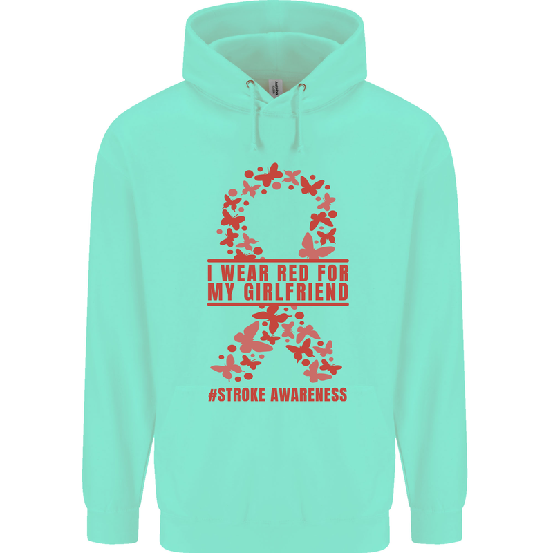 Wear Red For My Girlfriend Stroke Awareness Mens 80% Cotton Hoodie Peppermint